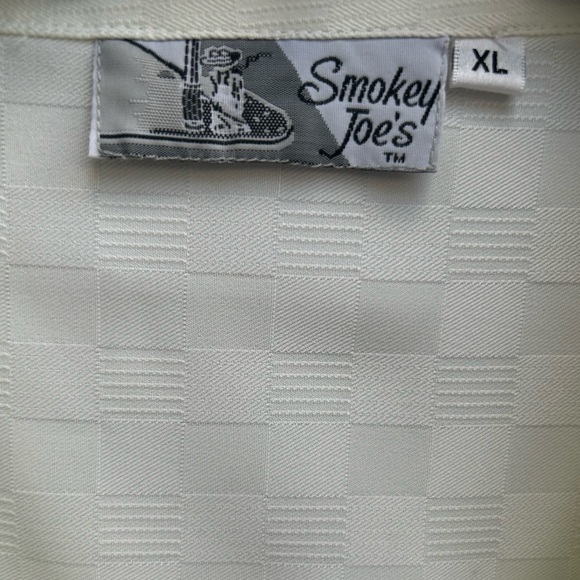 Vintage Smokey Joe’s Men’s Short Sleeve Button Down Ivory Checkered XL Shirt - Picture 5 of 5